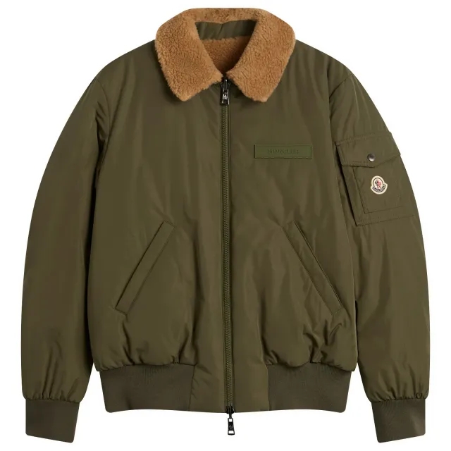 Moncler Men's Maulevrier Bomber Reversible Teddy Jacket Green