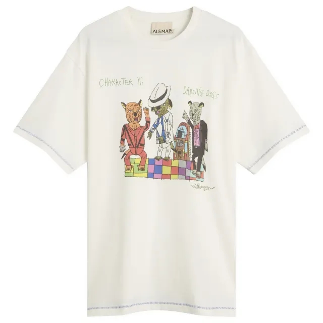 ALÉMAIS Women's Contessa Disco Dogs T-Shirt Cream