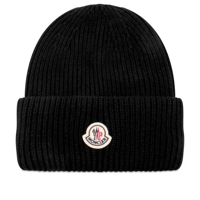 Moncler Men's Wool Cashmere Beanie Black