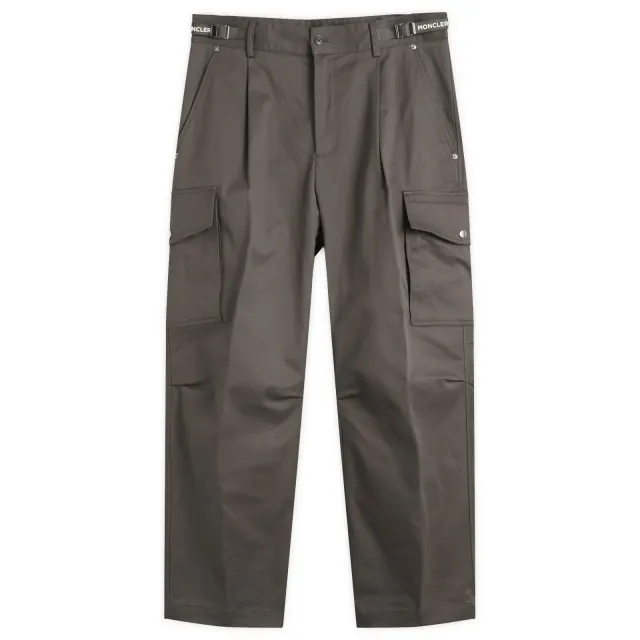 Moncler Men's Gaberdine Cotton Cargo Trousers Grey