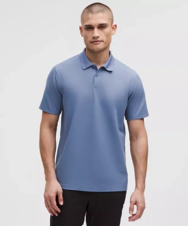 lululemon – Men's Pique Classic-Fit Short-Sleeve Polo Shirt – Color Blue – Size L