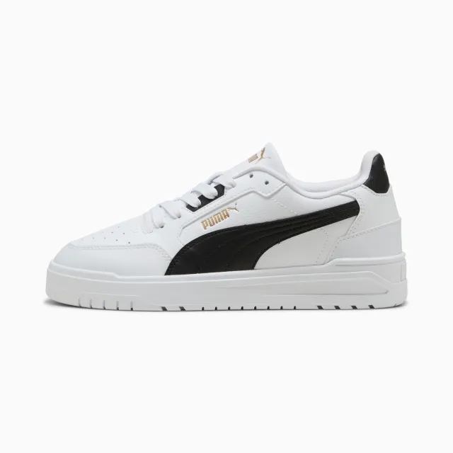 PUMA Shuffle Downtown Sneakers Unisex, White/Black/Gold, size 10