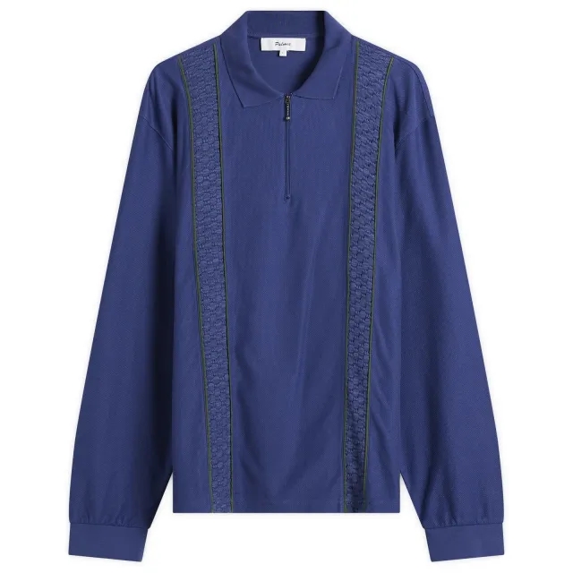 Palmes Men's Lace Long Sleeve Zip Polo Blue
