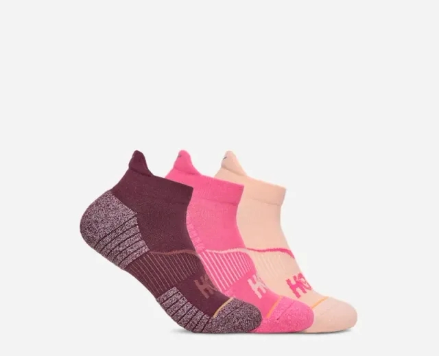 Hoka No-Show Run Sock 3-Pack In Blk Cherry/Electric Rose/Rose Latte