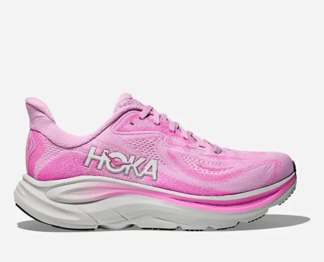 Hoka Women's Clifton 10 Road Running Shoes In Flower Nectar/Neon Fuchsia