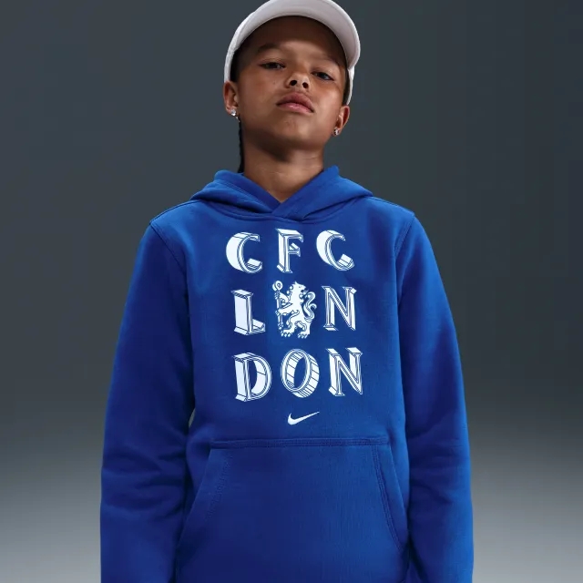 Chelsea F.C. Club Nike Football Pullover Hoodie - Blue - Fleece