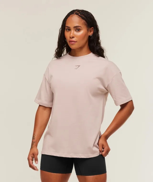  Power Oversized T-Shirt - Dusk Pink/Chestnut Pink