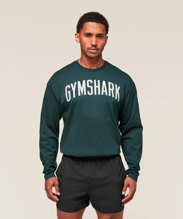  Worn Graphic Long Sleeve T-Shirt - Deep Petrol Blue