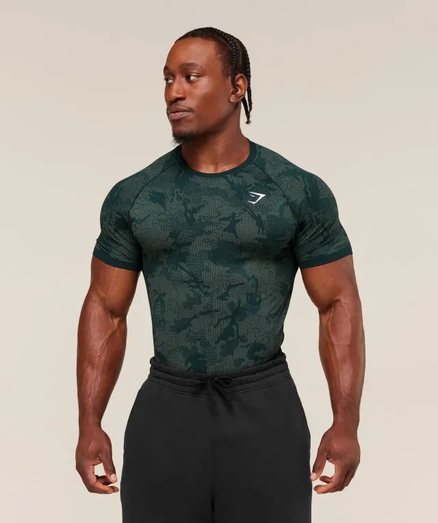  Geo Seamless T-Shirt - Deep Petrol Blue/Unit Green