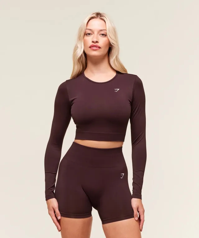  Everyday Seamless Long Sleeve Crop Top - Cherry Purple