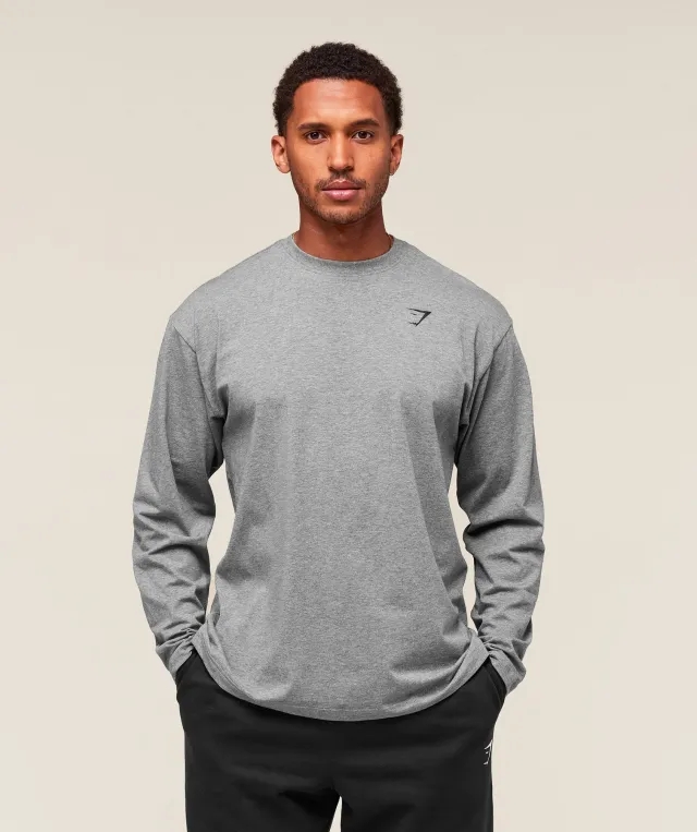  Essential Oversized Long Sleeve T-Shirt - Charcoal Core Marl