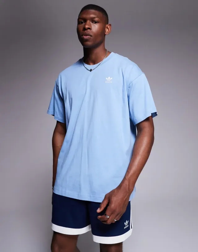 Adidas Originals Trefoil Essentials T-Shirt In Blue