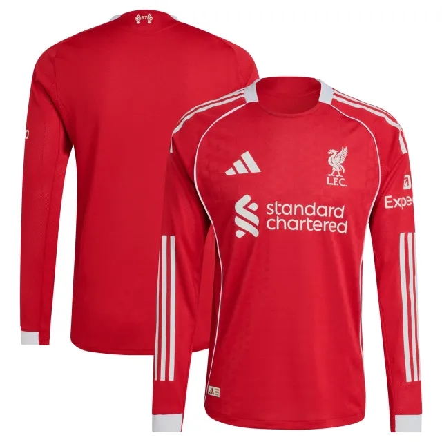 LFC adidas Mens 25/26 Authentic Home Long Sleeve Jersey