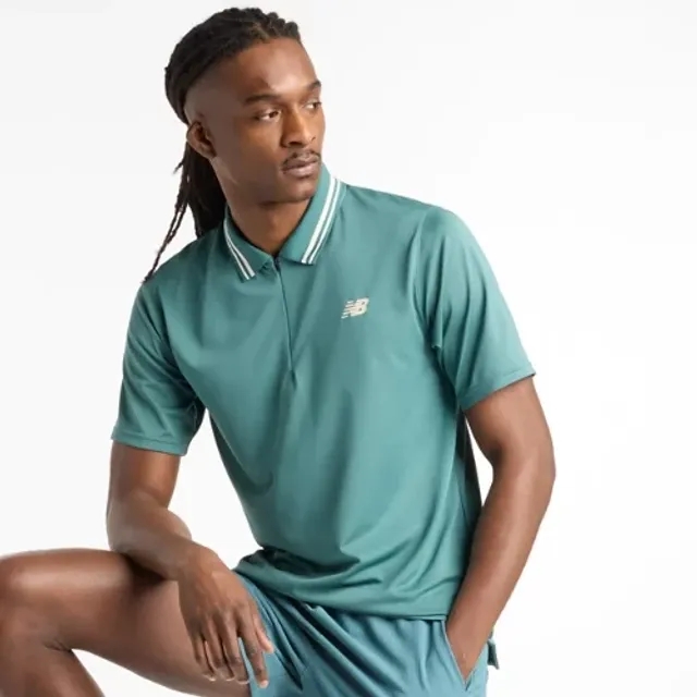 New Balance Men's Tournament Polo in Green Poly Knit