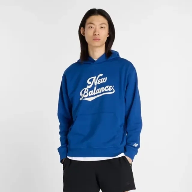 New Balance Men's Athletics Legacy Hoodie in Blue Cotton
