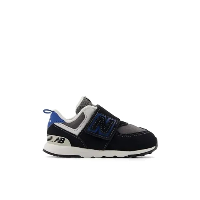 New Balance Kids' 574 NEW-B HOOK & LOOP in Black/Blue Leather
