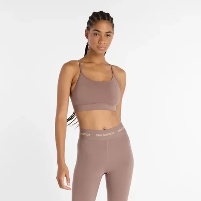 New Balance Women's NB Essential Yoga Bra in Brown Poly Knit