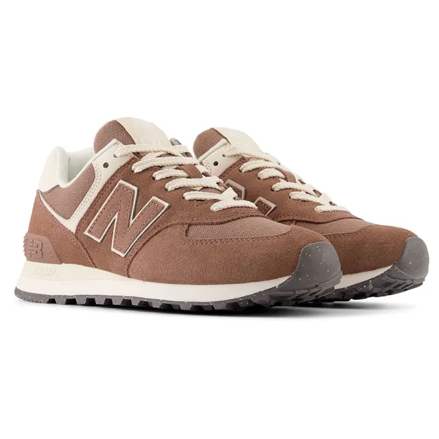 New Balance Women's 574 in Brown/White Suede/Mesh