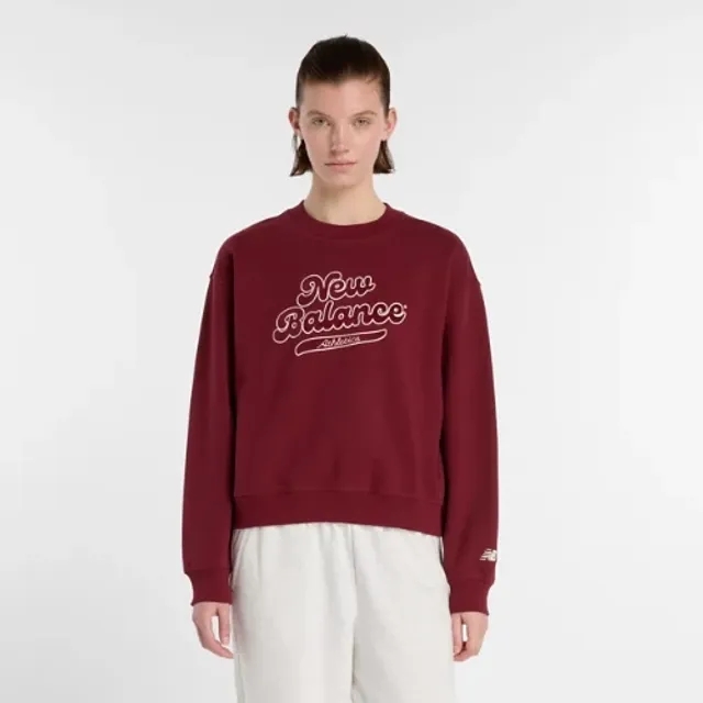 New Balance Women's Athletics Legacy Crew in Red Cotton