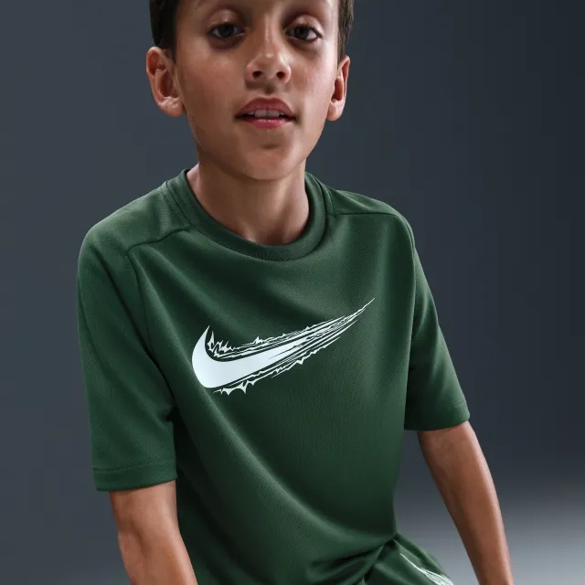Nike Multi Older Kids' (Boys') Dri-FIT Short-Sleeve Top - Green - Polyester