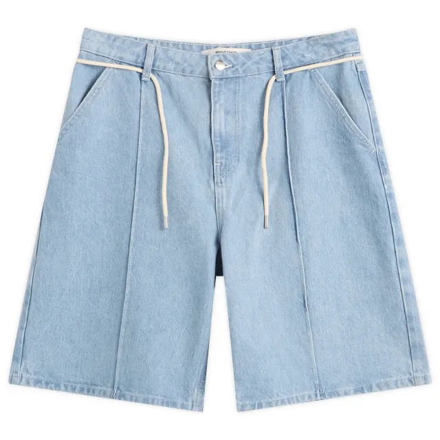 about:blank Men's Wide Denim Short Mid Wash Blue