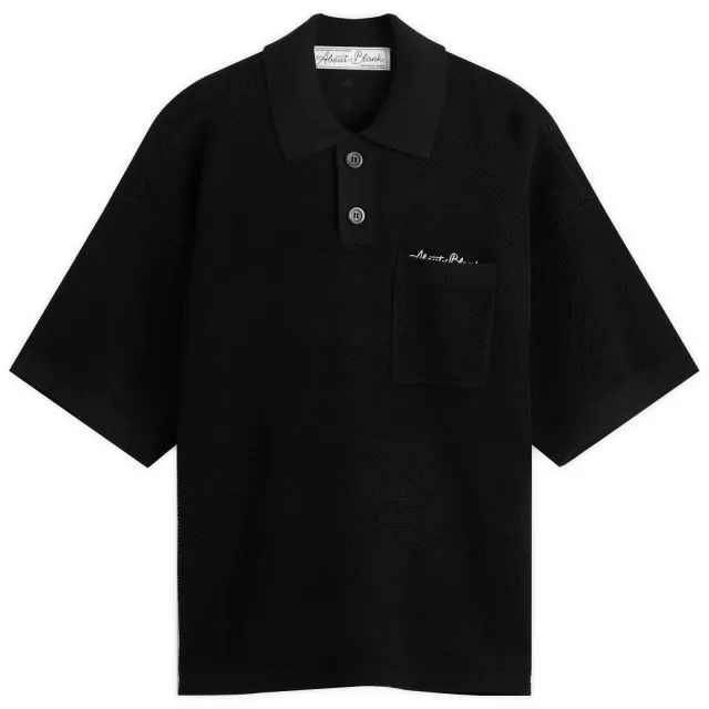 about:blank Men's Pique Knitted Polo Black/Ecru