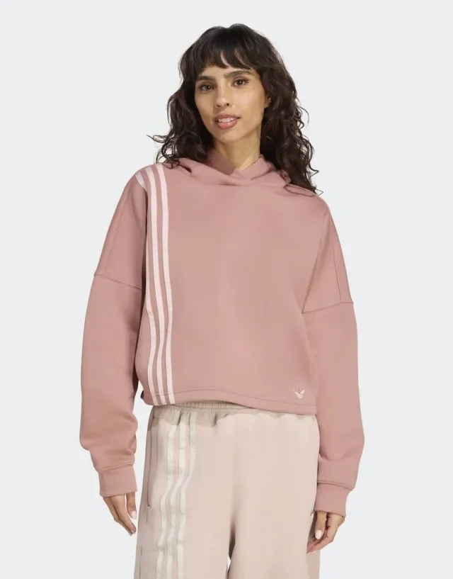 adidas Originals Sweatshirt Adidas Off Placed 3-Stripes Hoodie Warm Clay L