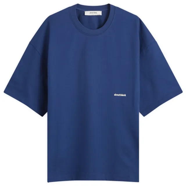 about:blank Men's Box Logo T-Shirt Estate Blue/Ecru