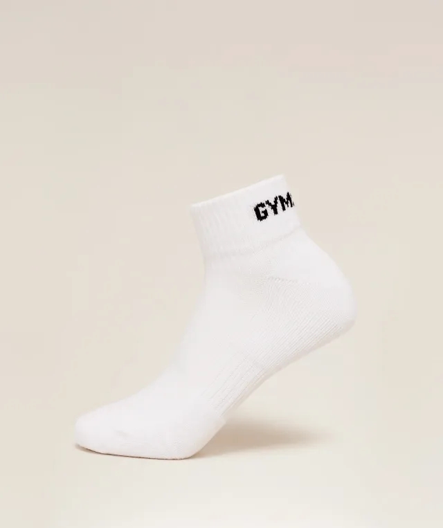  GS Jacquard Quarter Socks 3pk - White