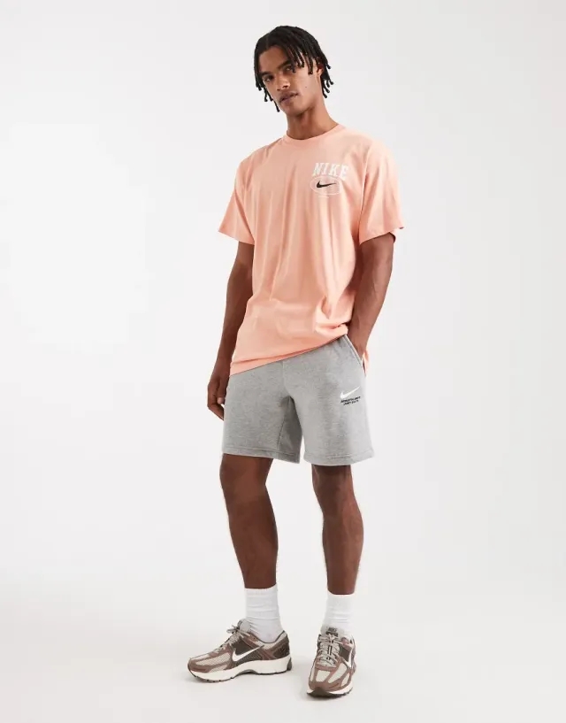 Nike Line Art Fleece Shorts In Grey