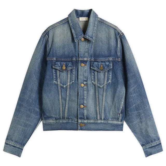 Fear of God Men's Trucker Jacket Mid Indigo