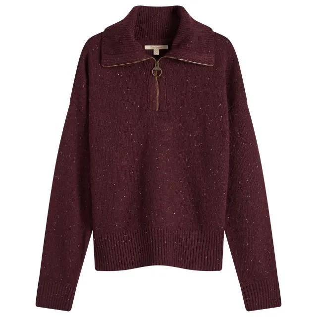 Barbour Women's Lavensdale Half Zip Knitted Jumper Black Cherry