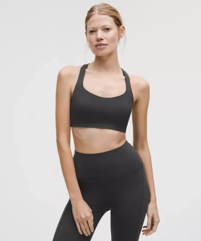 lululemon – Women's FlexyFlex Strappy Yoga Sports Bra Light Support, A-C Cups – Color Grey – Size L/XL