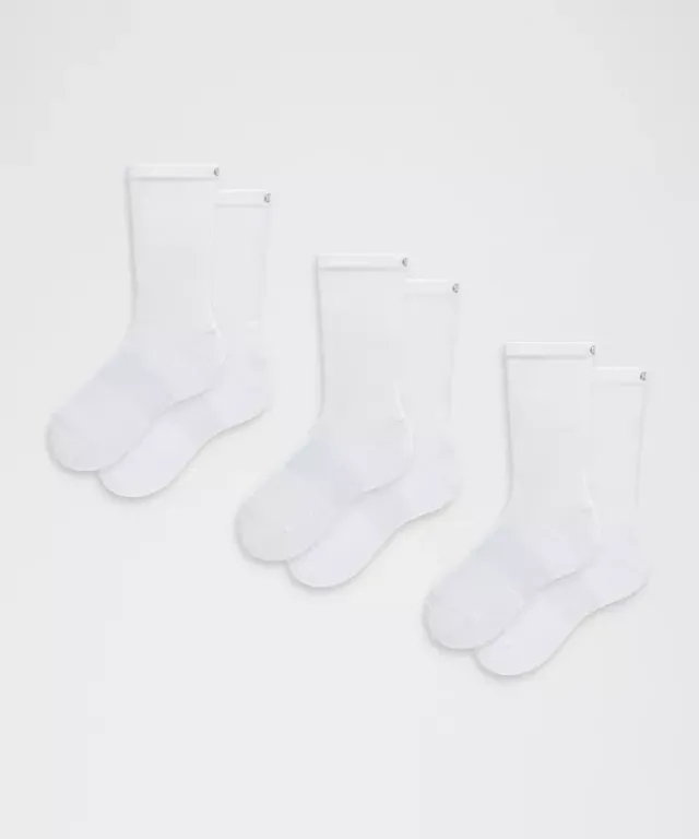 lululemon – Unisex Power Stride Crew Socks 3 Pack – Color White – Size L