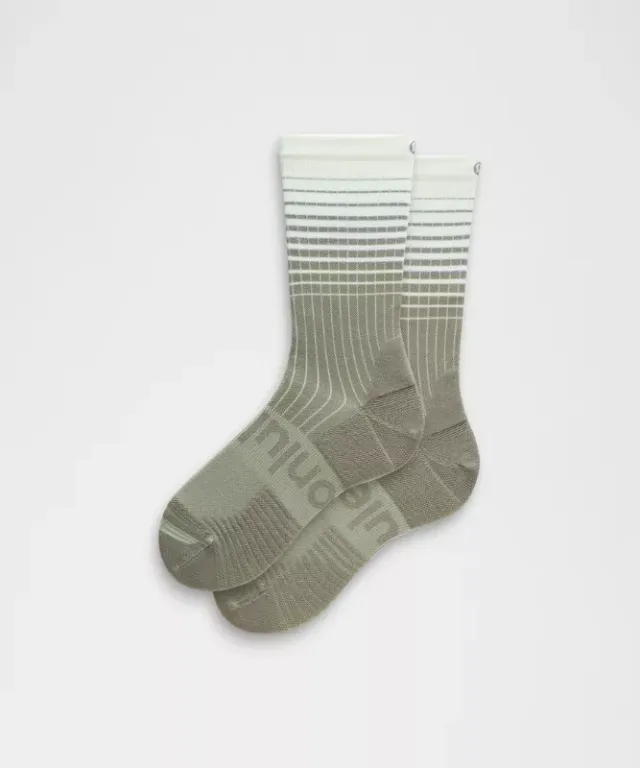 lululemon – Unisex Power Stride Crew Socks Reflective Grid – Color Green – Size L