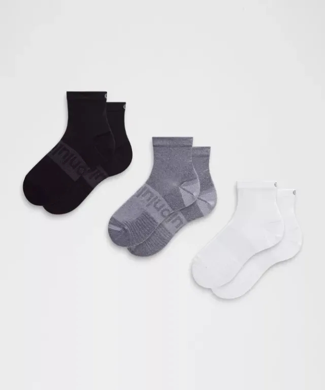 lululemon – Unisex Power Stride Ankle Socks 3 Pack – Color White/Grey/Black – Size L