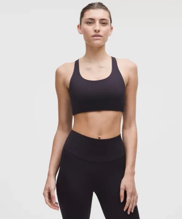 lululemon – Women's Nulux Strappy-Back Sports Bra Medium Support, B/C Cup – Color Black – Size L