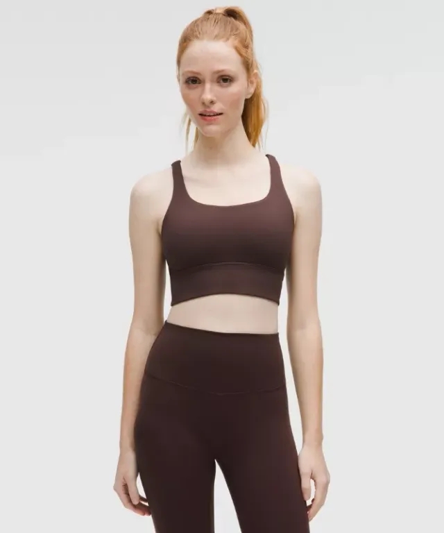 lululemon – Women's Energy Longline Sports Bra Medium Support, B-D Cups – Color Brown – Size 10