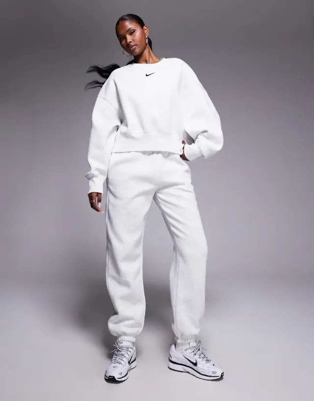 Nike Phoenix Fleece High Waisted Oversized Joggers In Grey