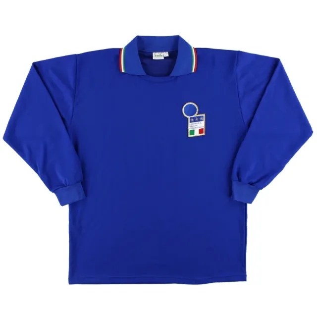 1986-90 Italy Diadora Player Issue Home Shirt #16 L/S L - Italy / Excellent 