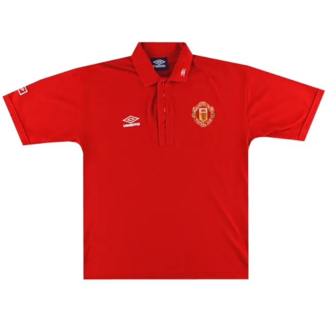 1998-99 Manchester United Umbro Polo Shirt L - Manchester United / Excellent 