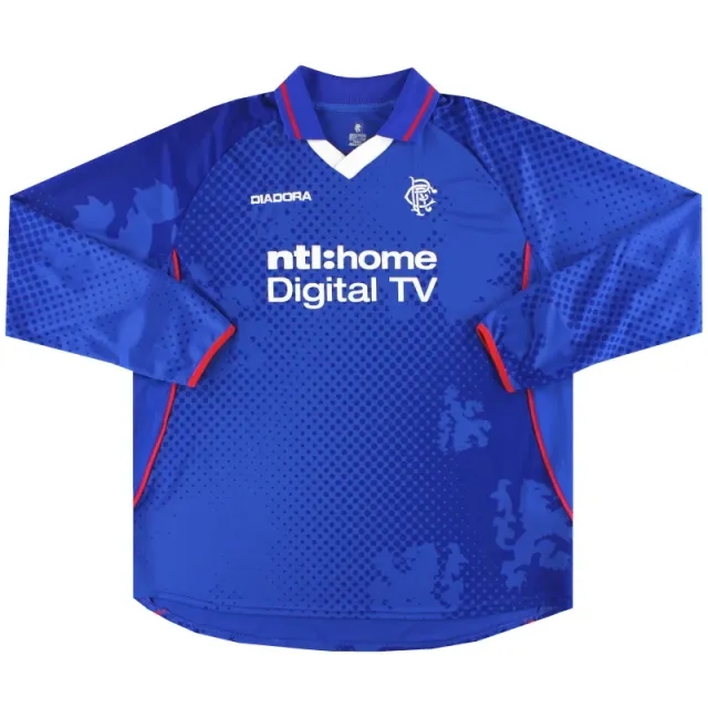 2002-03 Rangers Diadora Home Shirt L/S *Mint* L - Rangers / Mint 