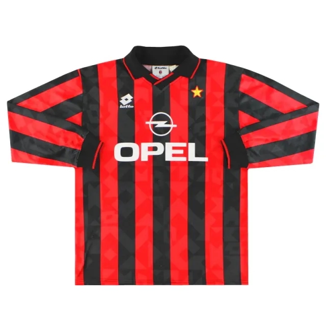 1994-95 AC Milan Lotto Player Issue Home Shirt L/S L - AC Milan / Excellent 