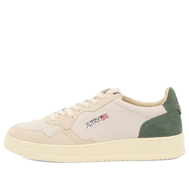 Autry Men's 01 Medalist Low Leather Suede Sneaker Sand/Green