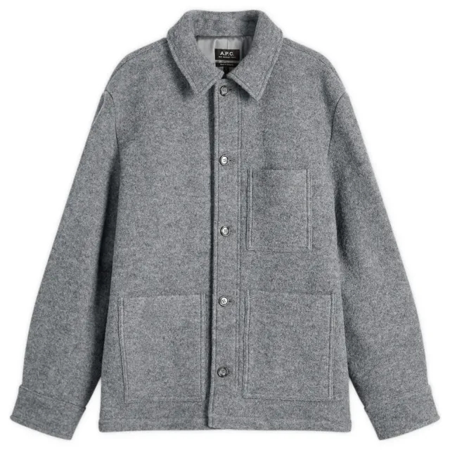 A.P.C. Men's Emile Felted Wool Chore Jacket Heather Grey