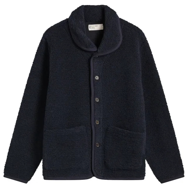 Universal Works Men's Alvar Fleece Lancaster Jacket Navy