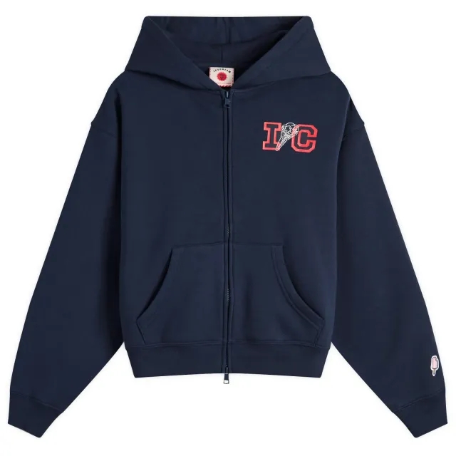 ICECREAM Women's Cone Cropped Zip Through Hoodie Navy