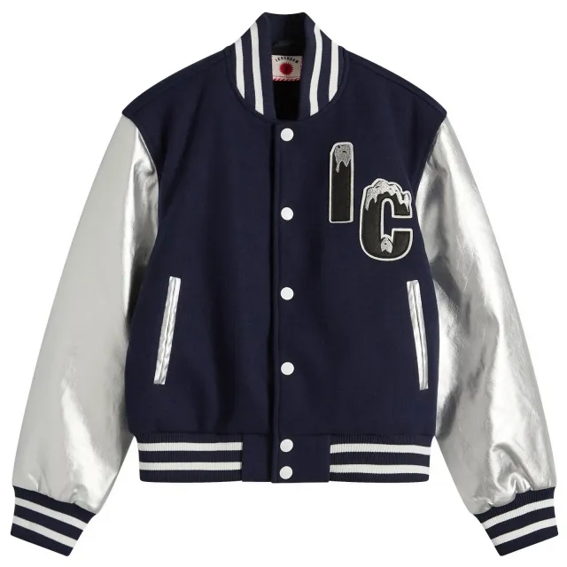 ICECREAM Women's Cherry Varsity Jacket Navy/Silver