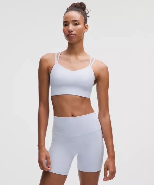 lululemon – Women's Like a Cloud Ribbed Longline Sports Bra Light Support, B/C Cup – Color Blue – Size 10