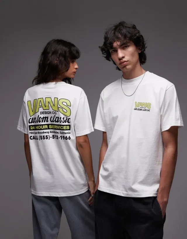 Vans Shop Front Graphic Back Print T-Shirt In White
